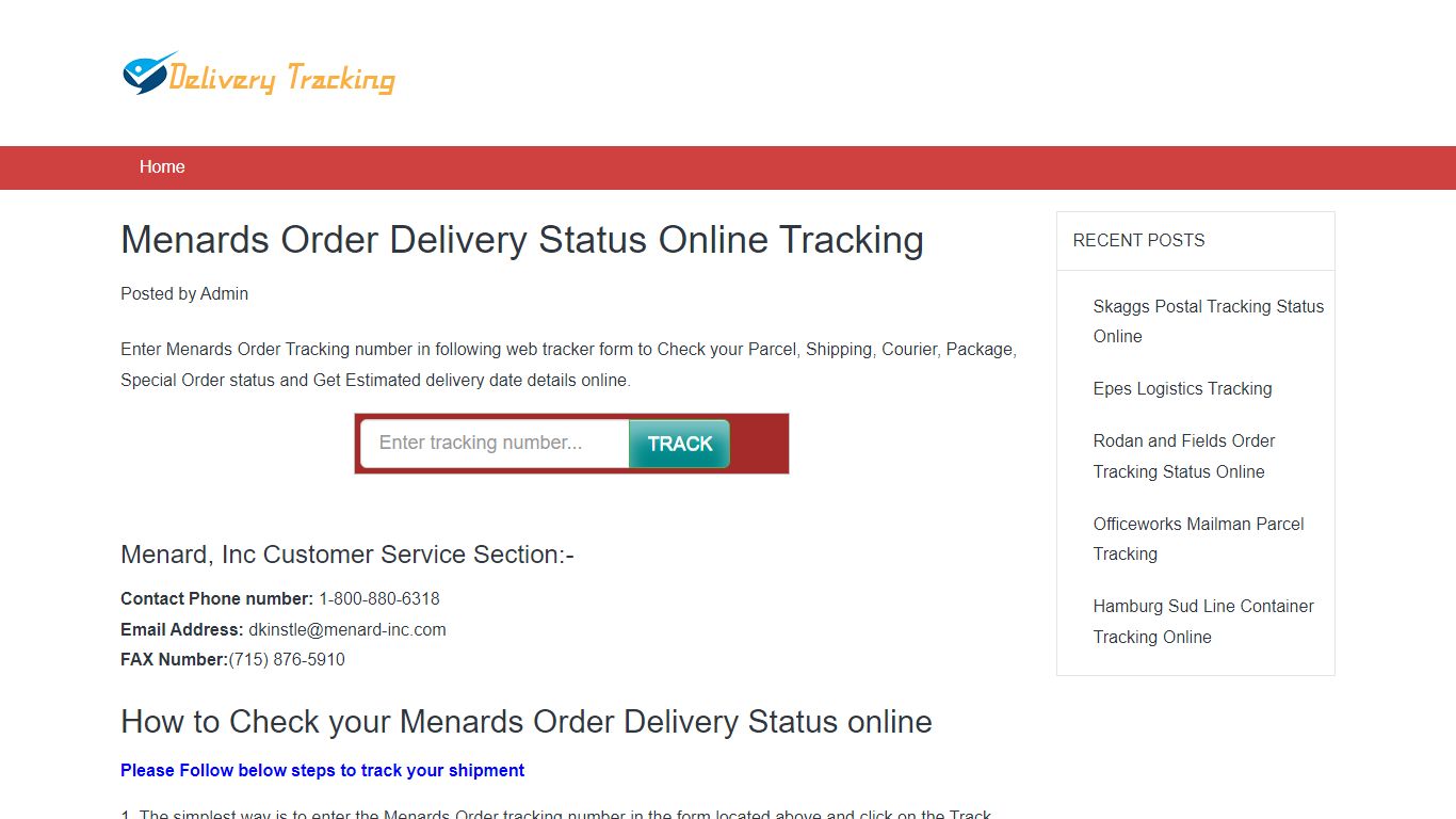 Menards Order Delivery Status Online Tracking